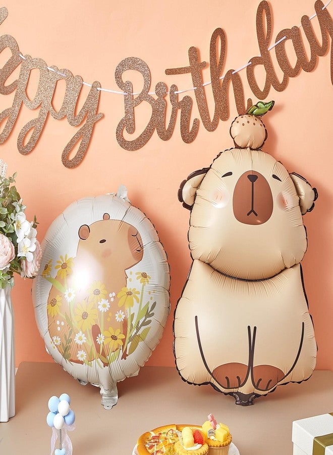 Trandraft 9 Pcs Capybara Birthday Party Decorations Includes 1 Capybara Birthday Banner 4 Capybara Shaped Balloons 4 Round Balloons for Capybara Party Favors Capybara Theme Party Supplies Decor - Image 3